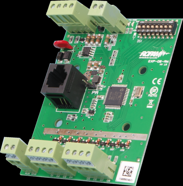 Modul výstupov pre alarm Ropam EXP-O8T-RN, expandér 8 tranzistorových výstupov EC-18890