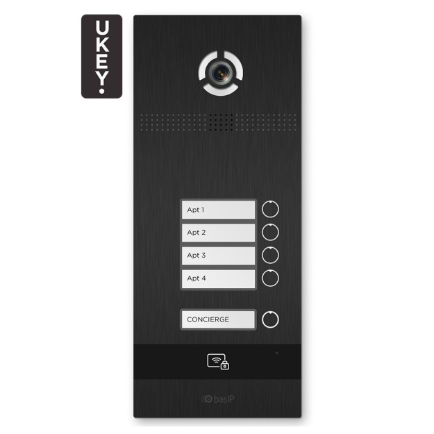 IP vstupný panel pre videovrátnik s kamerou, 4-tlačidlový BasIP BI-04FB Black