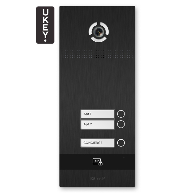 IP vstupný panel pre videovrátnik 2-bytový s kamerou a čítačkou BasIP BI-02FB Black