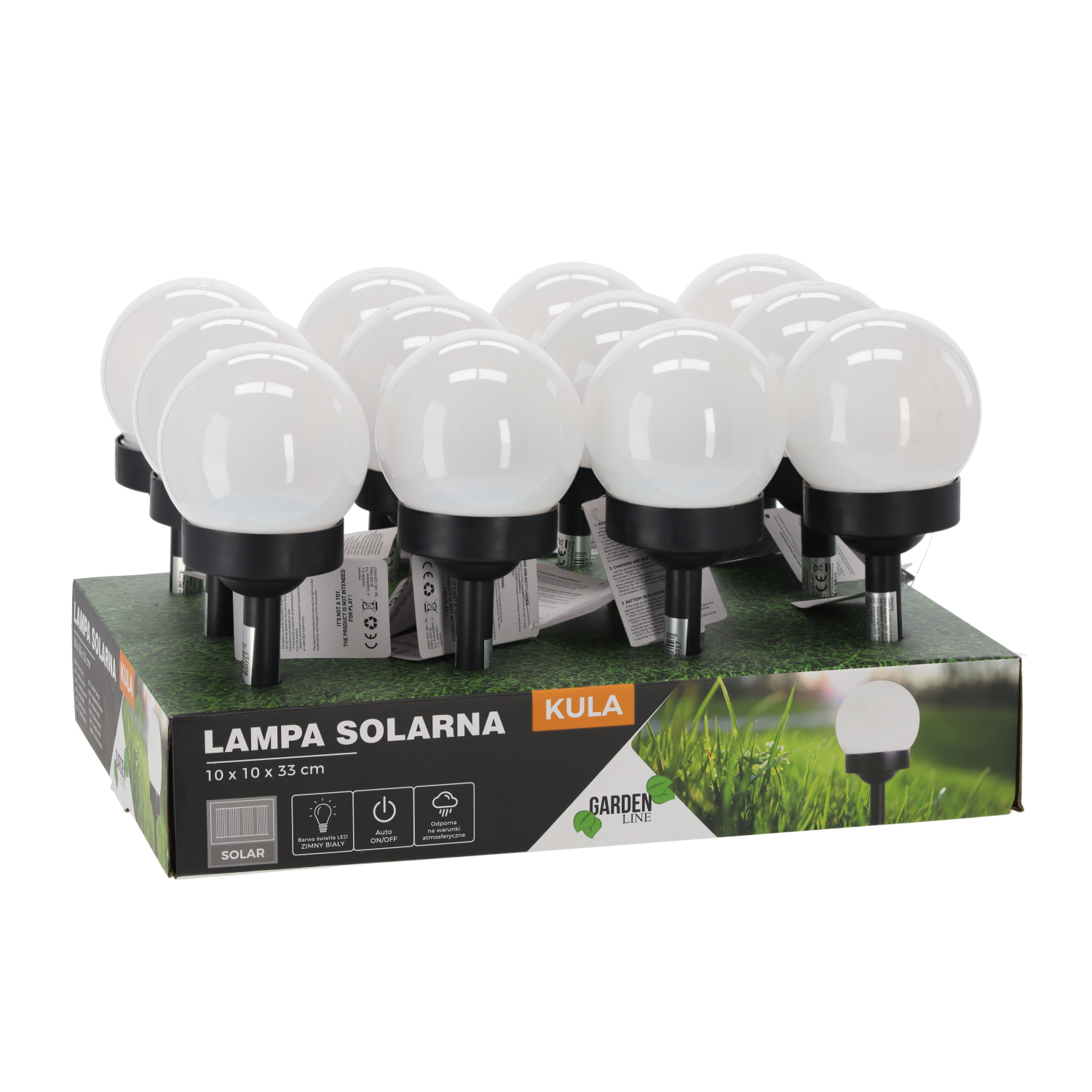 Záhradná solárna LED lampa guľa do zeme 33 cm CH-SOL0717