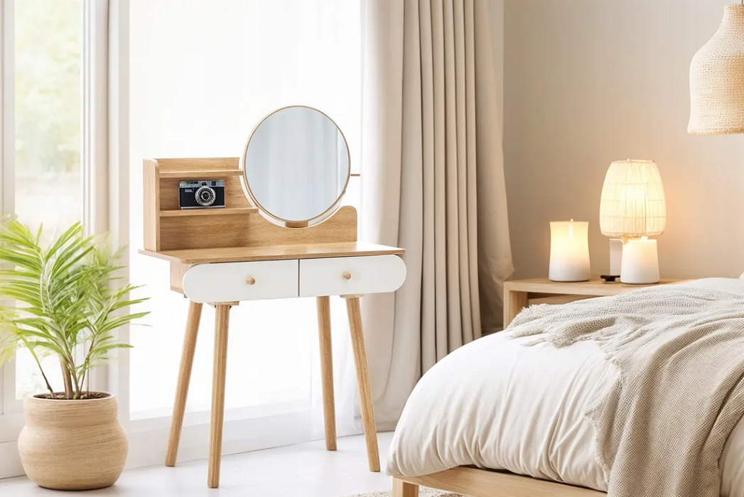 marka niezdefiniowana KOZMETICKÝ TOALETNÝ STOLÍK SO ZRKADLOM 80 x 40 x 120 CM DREVENÝ/BIELY *7865