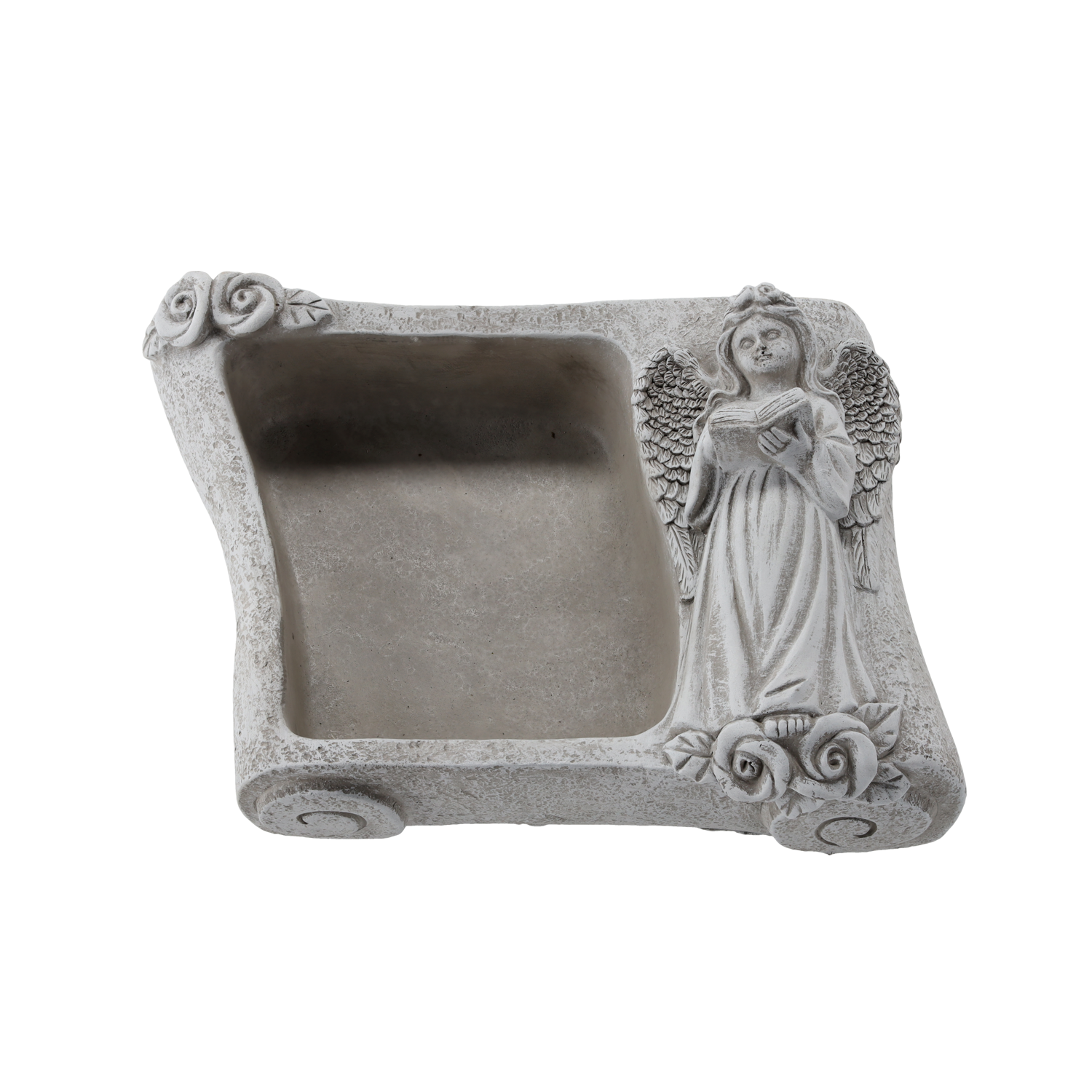 CHOMIK CINTORÍNSKY CEMENTOVÝ ČREP - KNIHA S ANJELOM ŠEDÁ 25 X 18,5 X 9,5 CM *8868