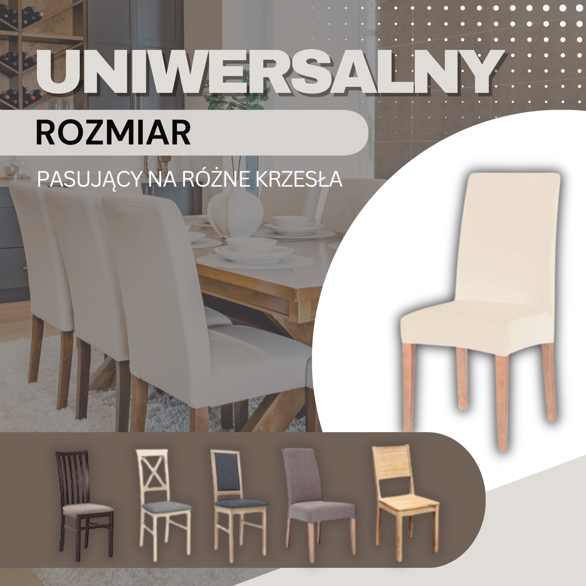 Elastický poťah na stoličku spandex, béžový S-HA0009