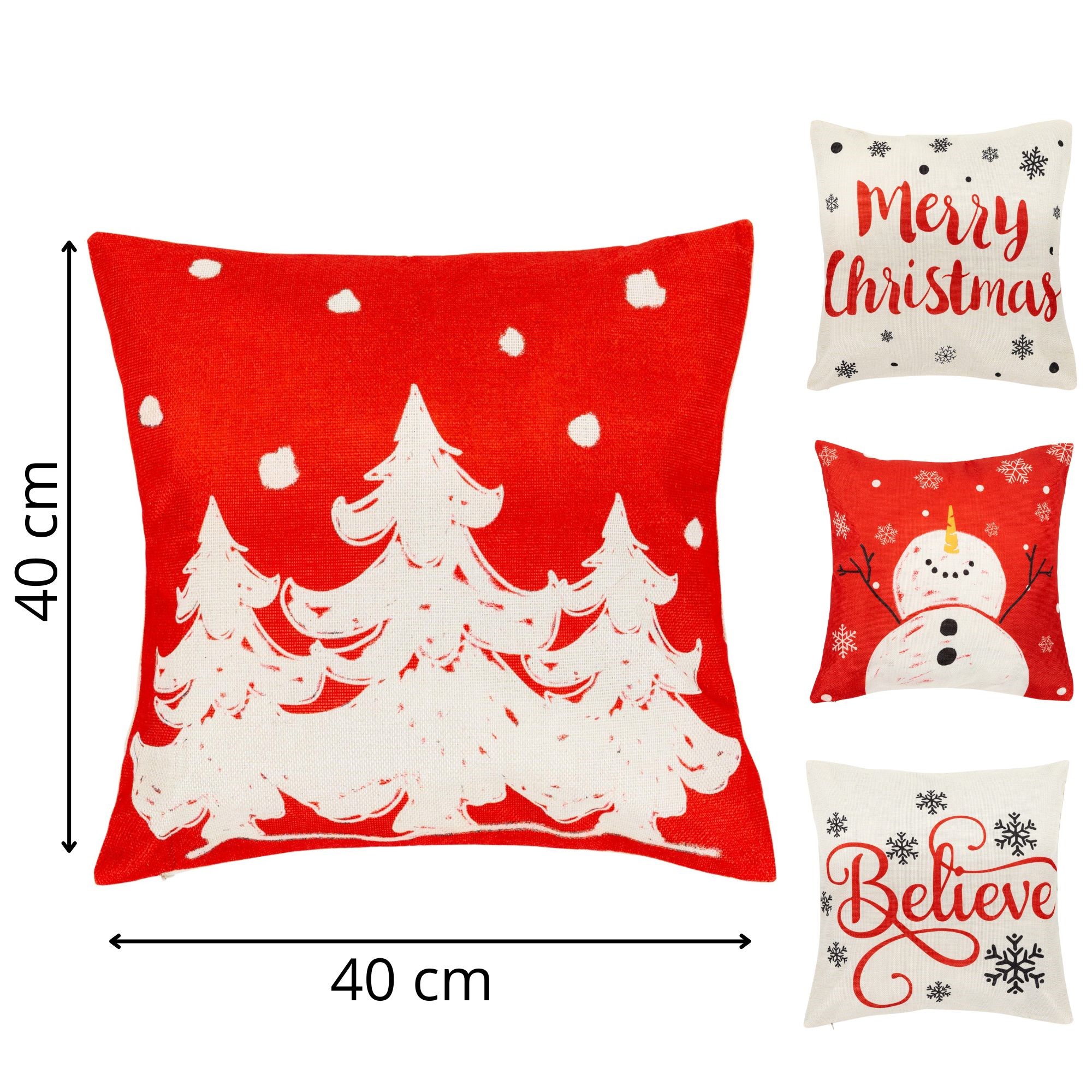 Sada 4 vianočných obliečok na vankúše 40 × 40 cm so zipsom S-CA1462