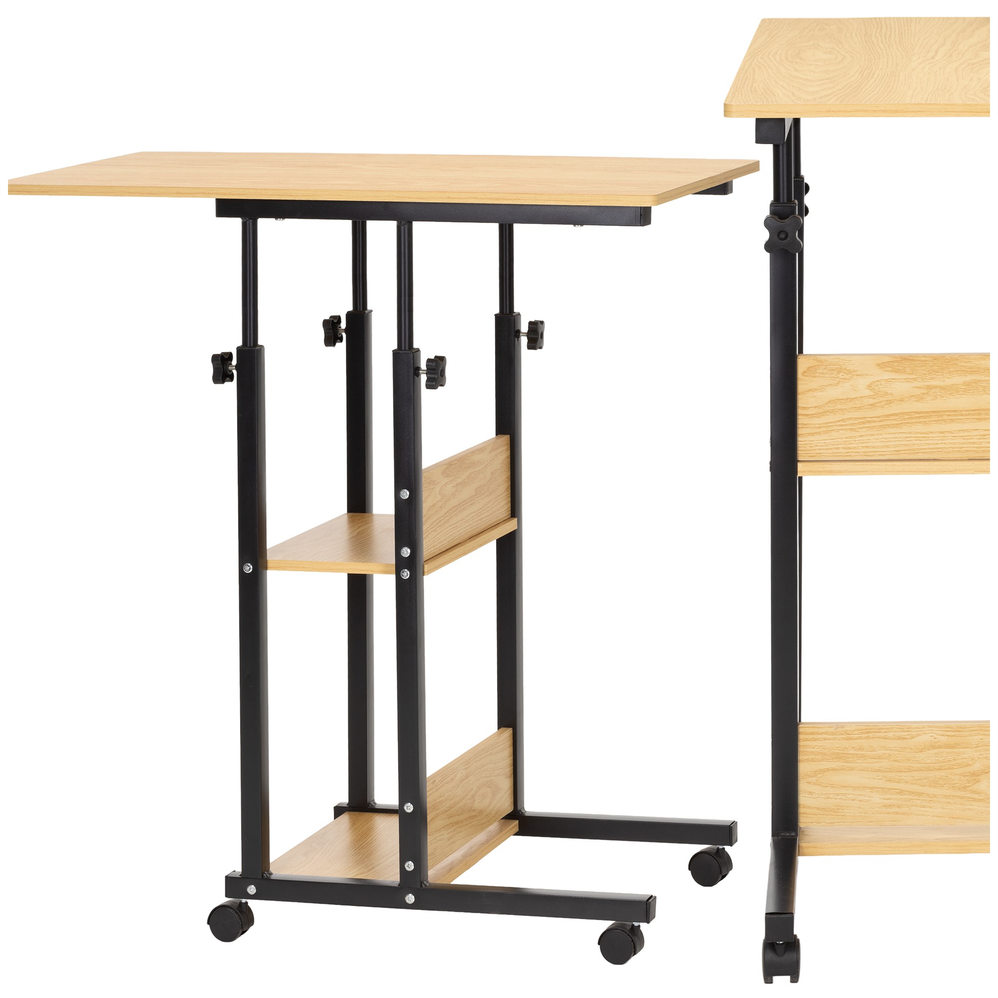 Výškovo nastaviteľný mobilný stolík na kolieskach 80 × 40 cm S-HF0060