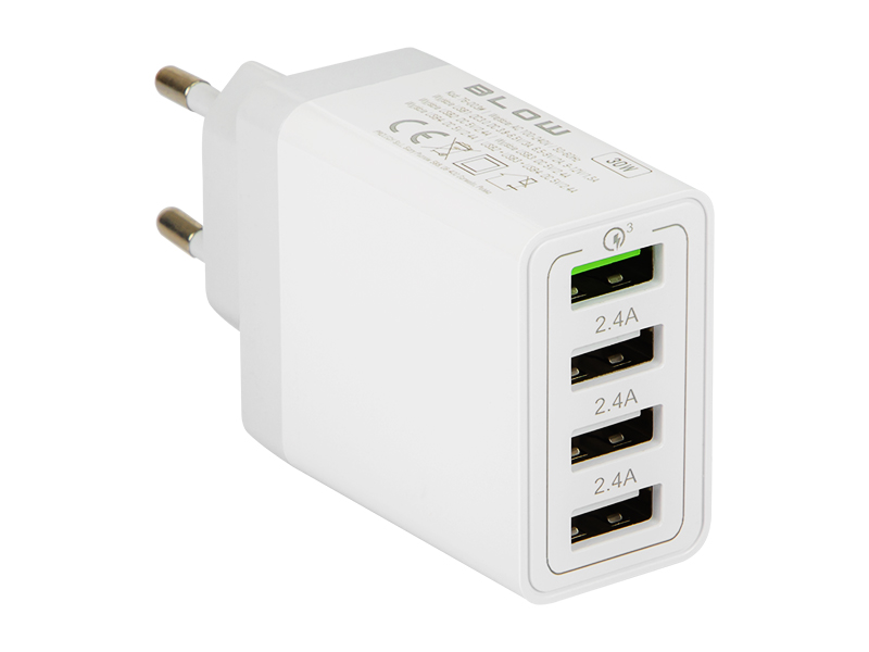 Sieťová nabíjačka s USBx4 QC3,0 30W