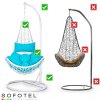Závesné hojdacie záhradné kreslo Cabana biele + modré vankúše