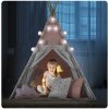 Teepee stan pre deti s girlandou a svetlami Nukido - ružový