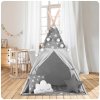 Teepee stan pre deti s girlandou a svetlami Nukido - sivý s hviezdičkami