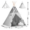 Teepee stan pre deti s girlandou a svetlami Nukido - sivý s hviezdičkami
