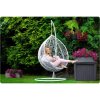 Závesné záhradné kreslo hojdačka Hawana biela + svetlo šedé vankúše