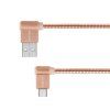 USB A na USB-C kábel s uhlovým konektorom 1 m ružový L-KM0361
