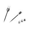 Magnetický USB kábel 3v1 micro USB, USB-C, Lightning 1 m čierny L-RB-6004-100-B