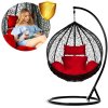 Závesné záhradné kreslo Havana čierne + červené vankúše