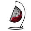 Závesné záhradné kreslo Havana čierne + červené vankúše