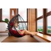 Závesné záhradné kreslo Havana čierne + červené vankúše