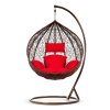 Závesné záhradné kreslo Hawana hnedé + červené vankúše Sofotel