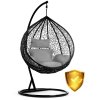 Závesné záhradné kreslo Havana čierne + sivé vankúše