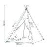 Detský teepee stan s podložkou a vankúšmi čierny 120 × 100 × 180 cm S-TIP11