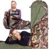Turistický spací vak s kapucňou 210 × 73 cm camo S-CS0041