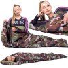 Turistický spací vak s kapucňou 210 × 73 cm camo S-CS0041