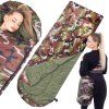 Turistický spací vak s kapucňou 210 × 73 cm camo S-CS0041