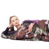 Turistický spací vak s kapucňou 210 × 73 cm camo S-CS0041