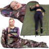 Turistický spací vak s kapucňou 210 × 73 cm camo S-CS0041
