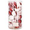 Nerozbitné vianočné gule na stromček 30 ks 6 cm červeno-biele S-CA0866