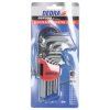 Sada krátkych imbusových kľúčov 9 ks, CrV, 1,5–10 mm DED-06F200