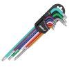 Sada extra dlhých torx kľúčov 9 ks, farebné, T10–T50, oceľ S2 DED-06F225