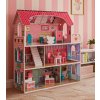 Domek dla lalek drewniany MDF mebelki 70cm rozowy LED 180450