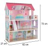 MDF drevený domček pre bábiky + nábytok 70cm ružový LED