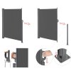 Bočná markíza na terasu nastaviteľná zástena na terasu 350x180cm sivá