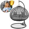 Závesné záhradné kreslo Hawana Duo čierne + sivé vankúše Sofotel