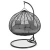 Závesné záhradné kreslo Hawana Duo čierne + sivé vankúše Sofotel
