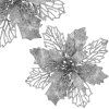 Vianočná dekorácia poinsettia strieborná 16 cm S-CA0803