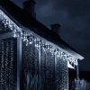 Vianočné LED cencúle 300 LED studená biela 12 m S-CL4038