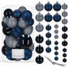 Nerozbitné vianočné gule 30 ks tmavomodré 4/5/6 cm S-CA0181
