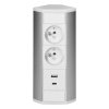 Zásuvka s USB portami A+C, bielo-strieborná
