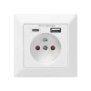 USB zásuvka s nabíjačkou (USB A + C), biela
