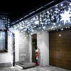 Vianočné LED cencúle flash 300 diód studená biela 12 m IP44 S-CL0316
