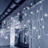 Vianočné LED cencúle flash 300 diód studená biela 12 m IP44 S-CL0316