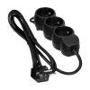 Predlžovací kábel 3x2P+E, 1.4m, H05VV-F, 3x1mm2, čierny