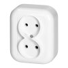 Povrchová dvojitá zásuvka 2P, 16A, 250V, FAN, biela