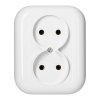 Povrchová dvojitá zásuvka 2P, 16A, 250V, FAN, biela