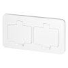 Hermetická, zapustená dvojitá zásuvka, obdĺžniková, IP55, 2x2P+E (francúzska), biela
