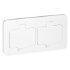 Hermetická, zapustená dvojitá zásuvka, obdĺžniková, IP55, 2x2P+E (francúzska), biela