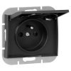 Zásuvka s krytom do steny 2P+E odolná voči poveternostným vplyvom Onyx, 16A, 250V, PT-16OH, čierna