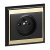 Zapustená jednopólová zásuvka 2P+E Luna, 16A, 250V, PT-16L, čierna/zlatá